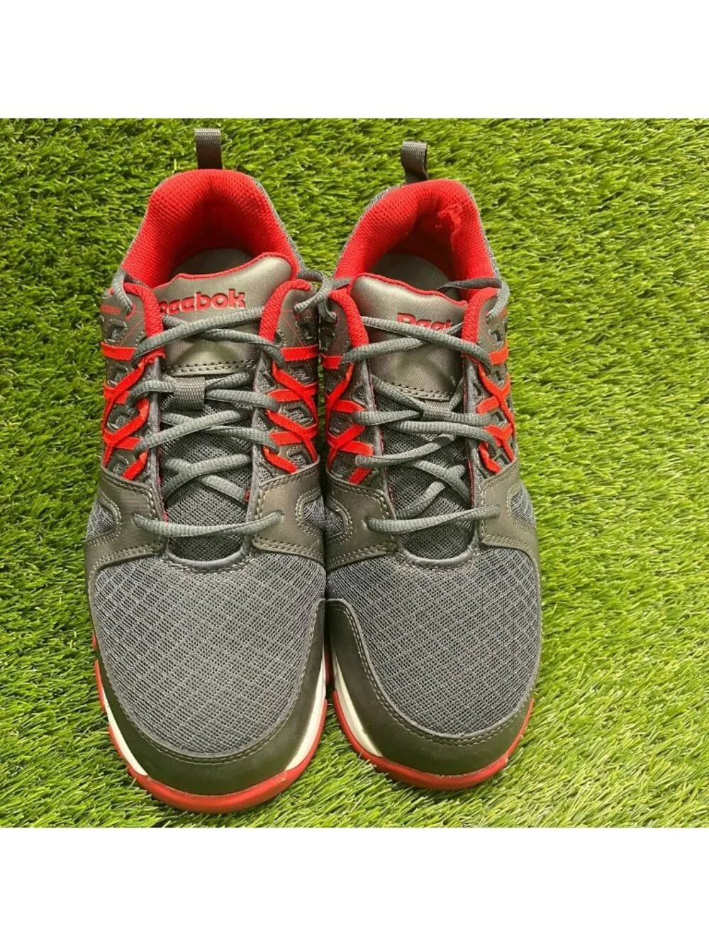 Reebok Sublite SR Mens Size 10.5 Gray Red White Steel Toe Safety Working Shoes